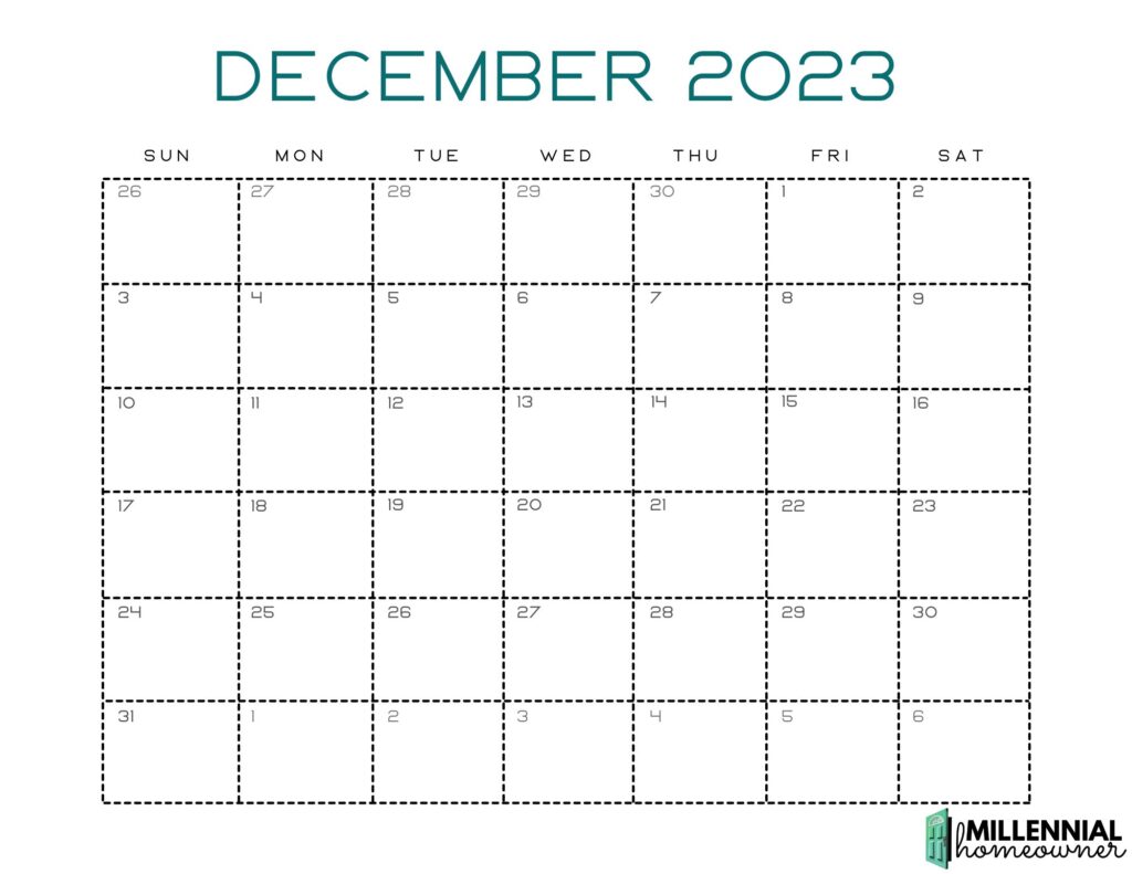 Free December Calendar Printable (March 2024)