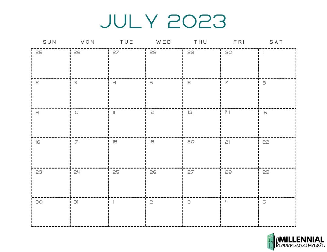 July Calendar Printable Free! 2023 – Homebuyer Weekly