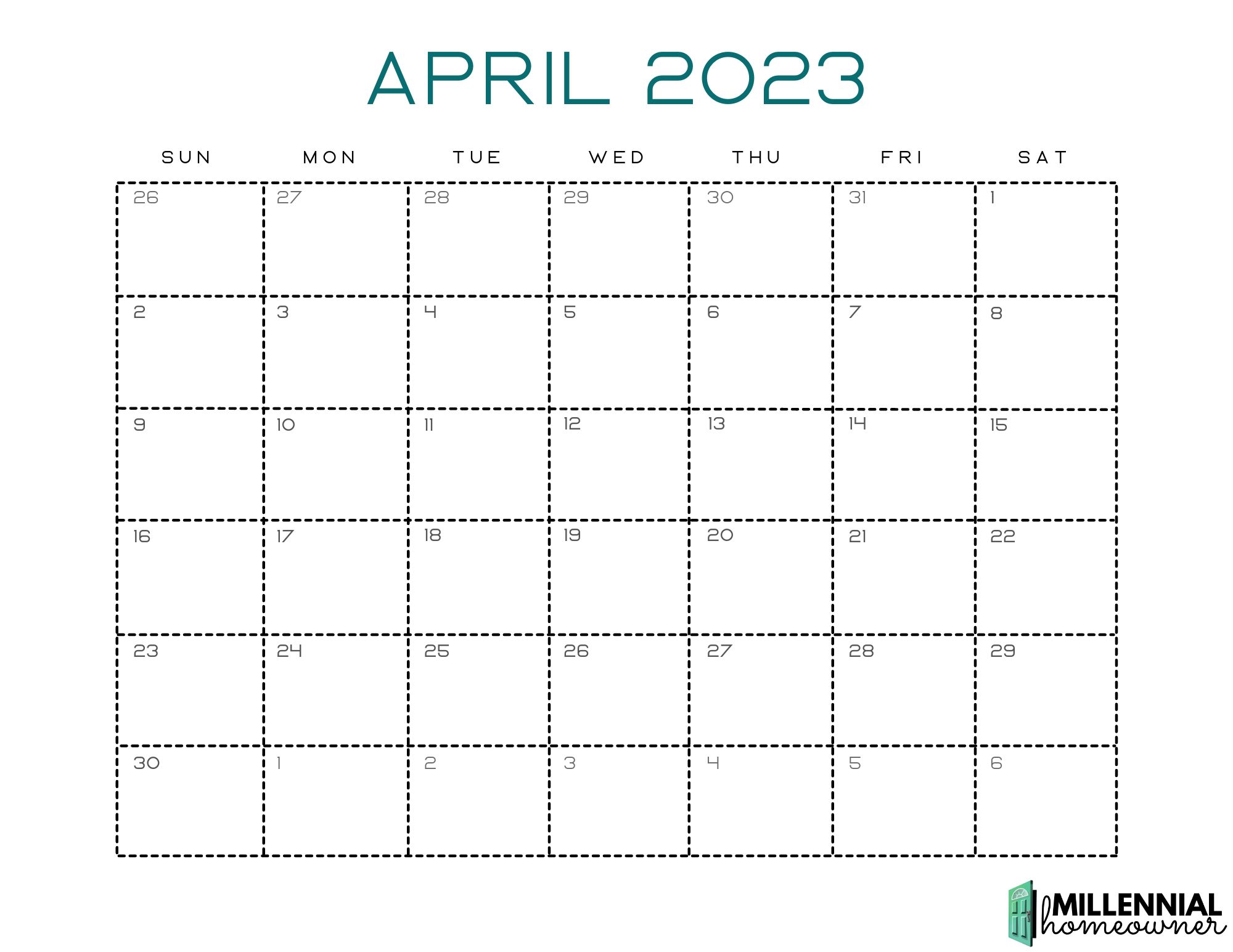 Free April Calendar Printable 2023 - Free April Calendar Printable 
