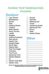 Outdoor Yard Tools Essentials Checklist